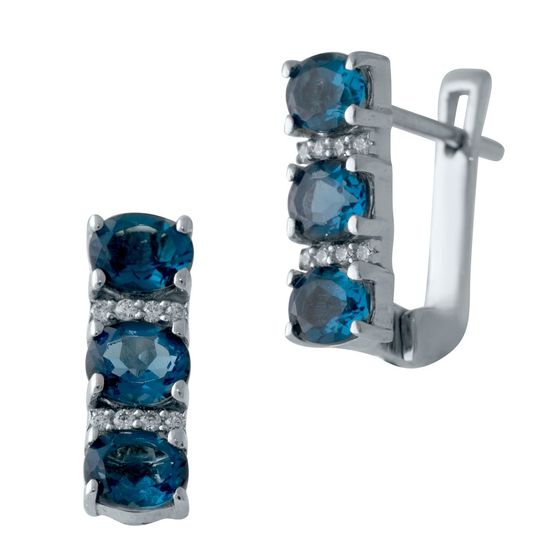 Серебряные серьги с топазом Лондон Блю 2.019ct