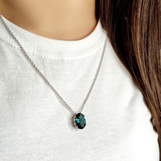 Серебряное колье с топазом Лондон Блю 4.66ct