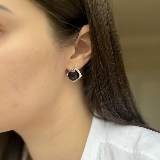 Серебряные серьги с гранатом 10.76ct