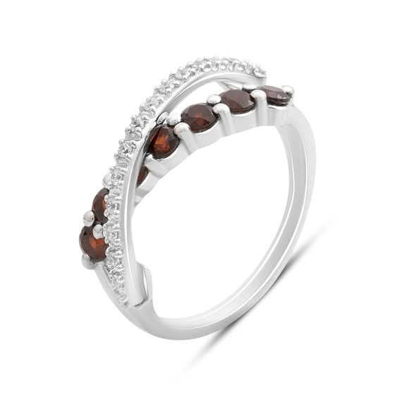 Серебряное кольцо с гранатом 1.125ct, фианитами