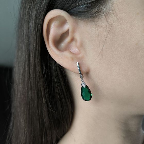 Серебряные серьги с изумрудом nano 8.565ct