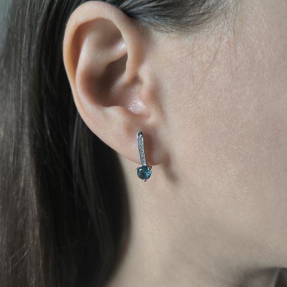 Серебряные серьги с топазом Лондон Блю 0.886ct