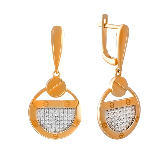 Золотые серьги с фианитами 0.96ct