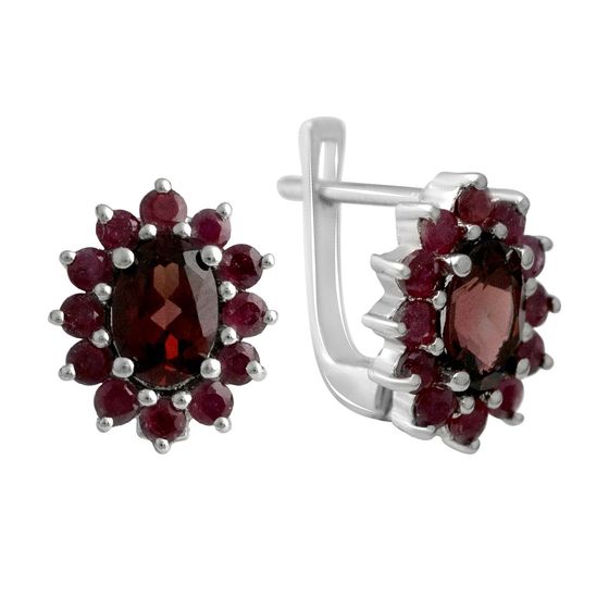 Серебряные серьги с гранатом 2.94ct