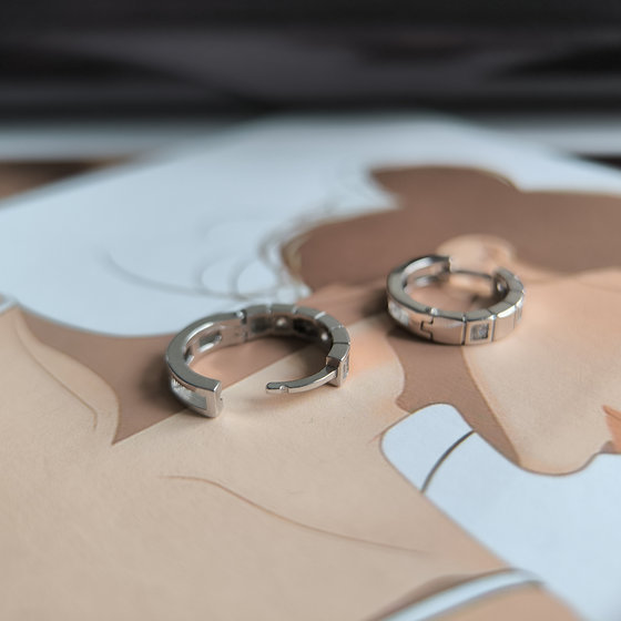 Серебряные серьги с фианитами 0.12ct