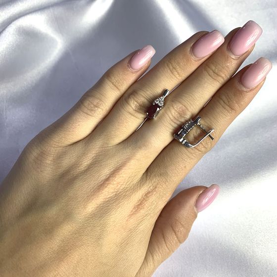 Серебряные серьги с рубином 2.36ct