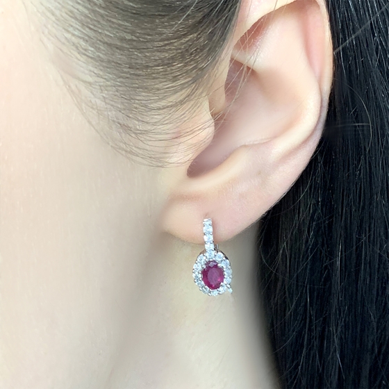 Серебряные серьги с рубином 2.207ct