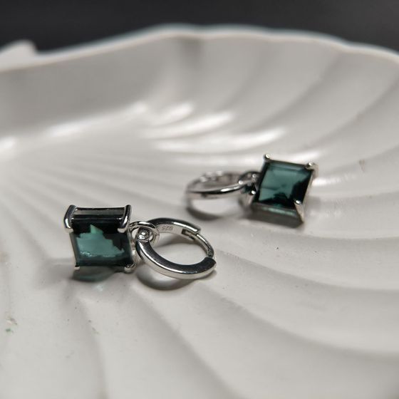Серебряные серьги с топазом Лондон Блю 3.95ct