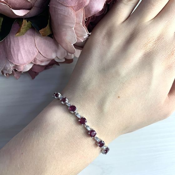 Серебряный браслет с рубином 11.263ct