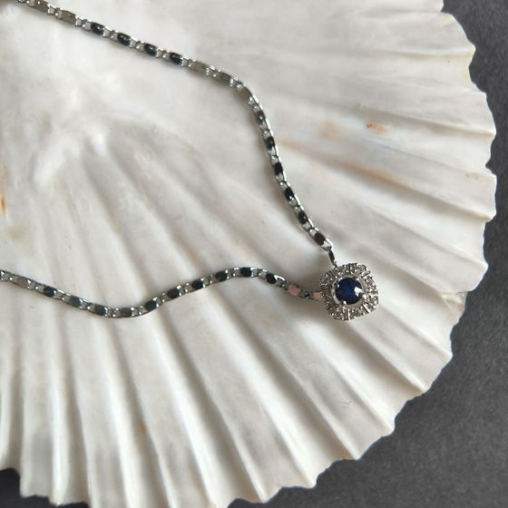 Серебряная подвеска с сапфиром 0.48ct, фианитами