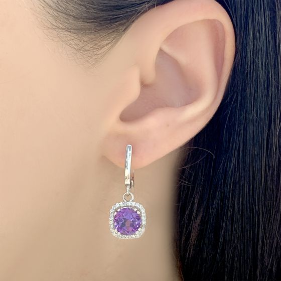 Серебряные серьги с александритом 5.55ct