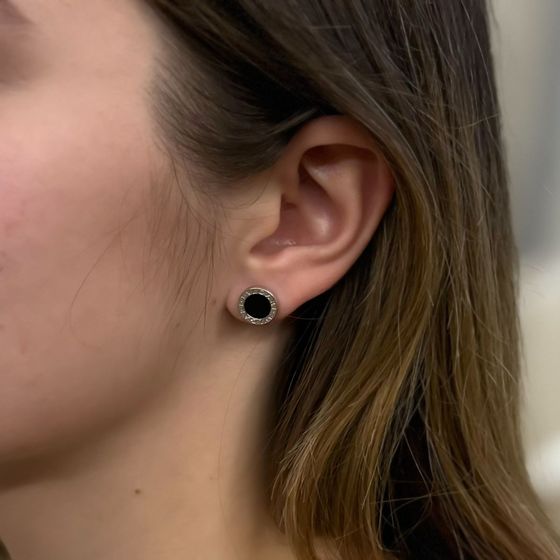 Серебряные серьги с ониксом