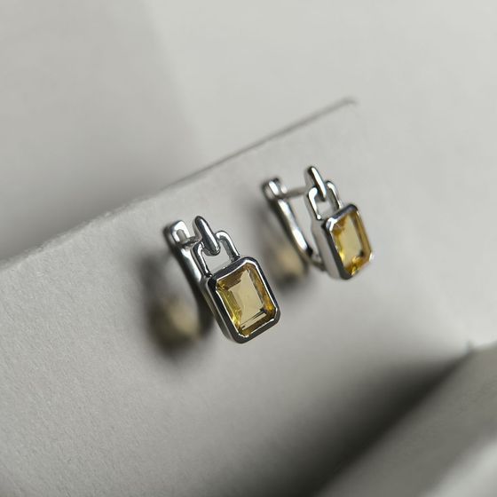 Серебряные серьги с цитрином nano 2.835ct