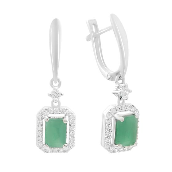 Серебряные серьги с изумрудом 3.044ct