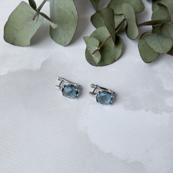Серебряные серьги с топазом Лондон Блю 4.28ct
