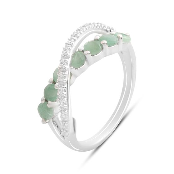 Серебряные серьги с изумрудом, фианитами