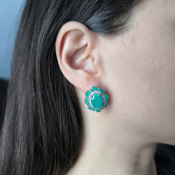 Серебряные серьги с изумрудом 11.133ct