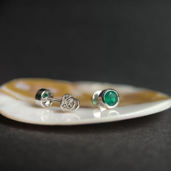 Серебряные серьги с агатом 0.917ct