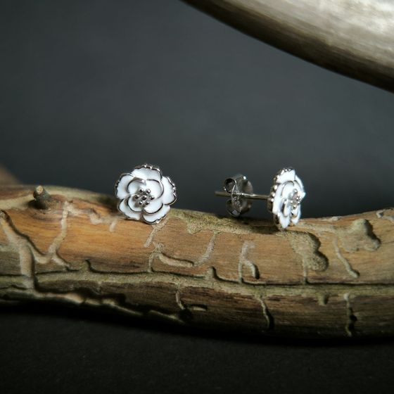 Серебряные серьги с емаллю