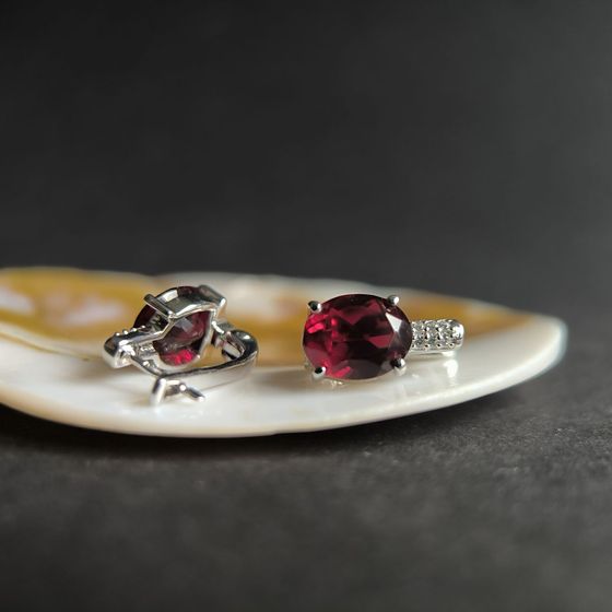 Серебряные серьги с гранатом nano 4.52ct, фианитами