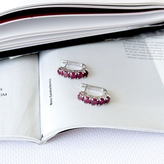 Серебряные серьги с рубином 4.05ct