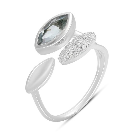 Серебряное кольцо с топазом 1.563ct, фианитами