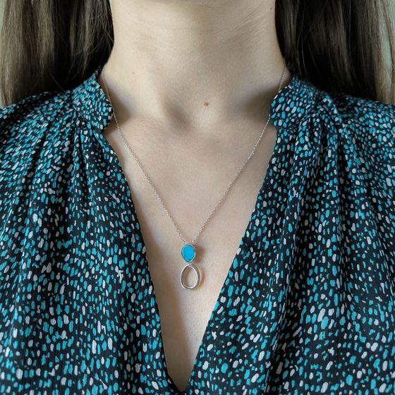 Серебряное колье с бирюзой