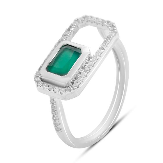 Серебряное кольцо с агатом 1.428ct, фианитами