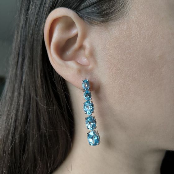 Серебряные серьги с топазом 19.738ct