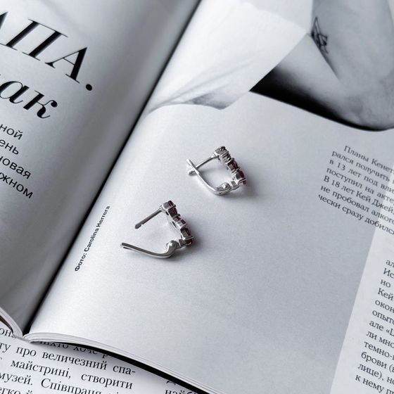 Серебряные серьги с рубином 1.188ct
