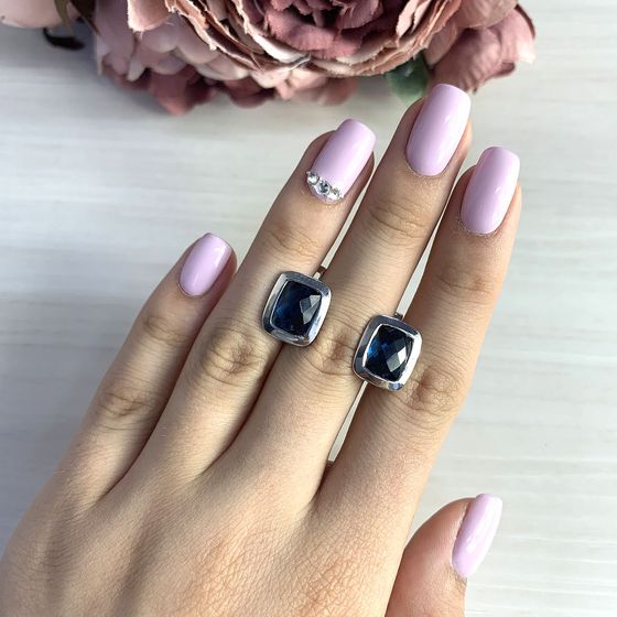 Серебряные серьги с топазом Лондон Блю 4.78ct