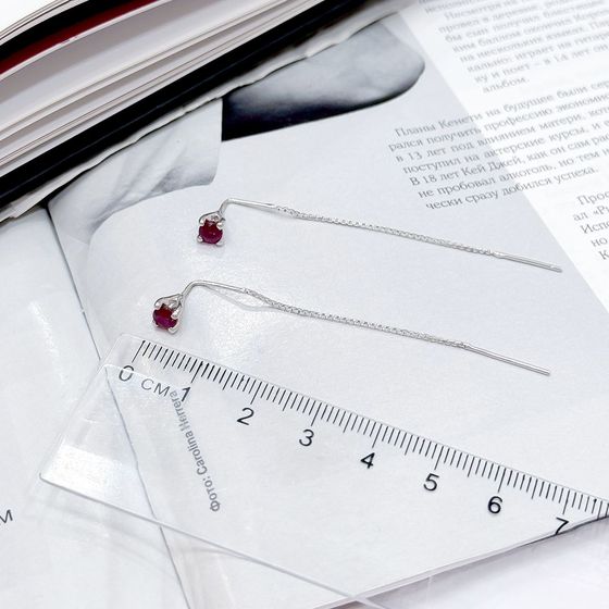 Серебряные серьги с рубином 0.797ct
