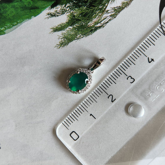 Серебряная подвеска с агатом 1.266ct, фианитами
