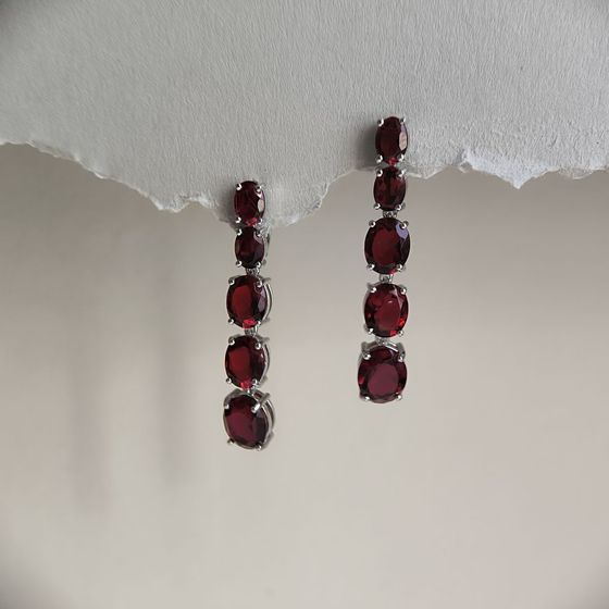 Серебряные серьги с гранатом 12.975ct