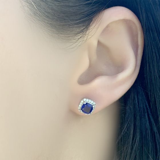 Серебряные серьги с сапфиром nano 1.2ct