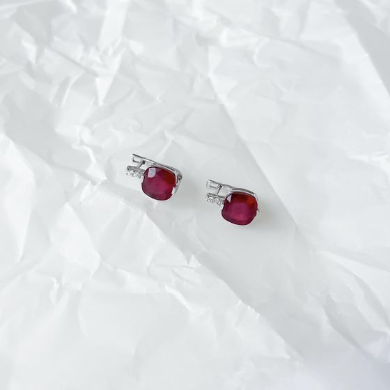 Серебряные серьги с рубином 8.37ct