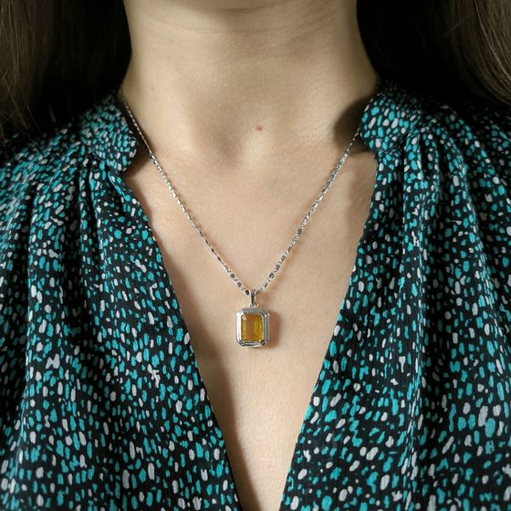 Серебряная подвеска с цитрином nano 3ct