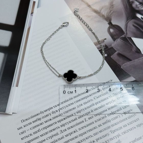 Серебряный браслет с ониксом, перламутром