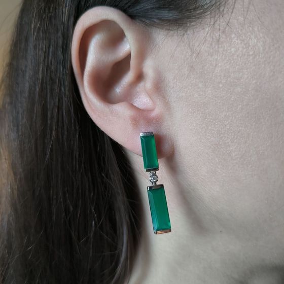 Серебряные серьги с агатом 10.042ct