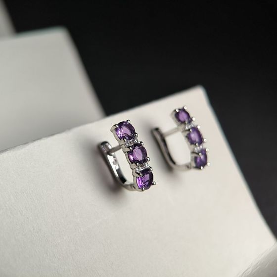 Серебряные серьги с аметистом 2.99ct