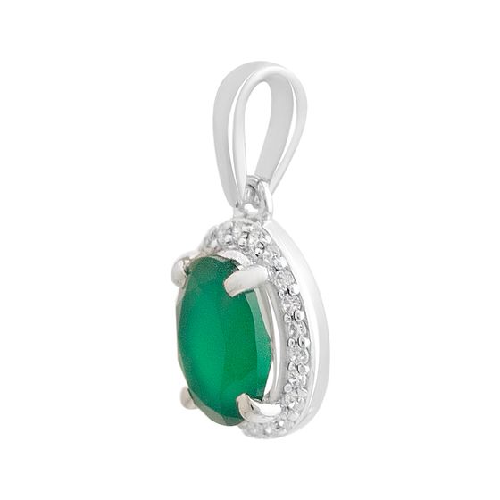Серебряная подвеска с агатом 1.398ct, фианитами