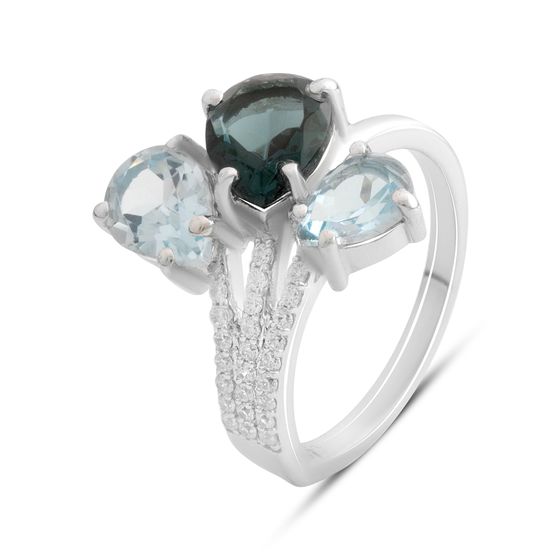 Серебряное кольцо с топазом Лондон Блю 3.913ct, топазом
