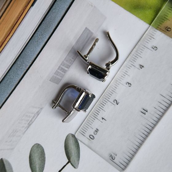 Серебряные серьги с сапфиром nano 3.95ct