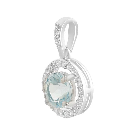 Серебряная подвеска с топазом 1.3ct, фианитами