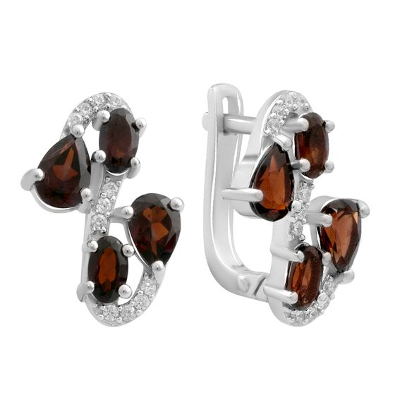 Серебряные серьги с гранатом 3.468ct