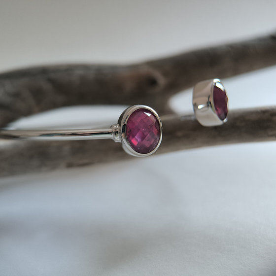 Серебряный браслет с рубином 7ct