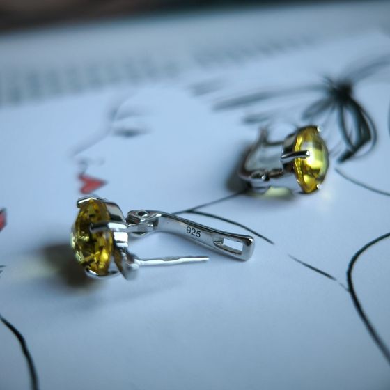 Серебряные серьги с цитрином nano 4.979ct