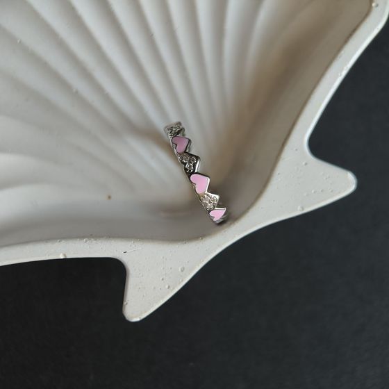 Серебряное кольцо с емаллю, фианитами