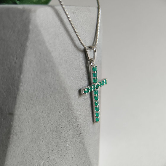 Серебряный крестик с агатом 0.512ct