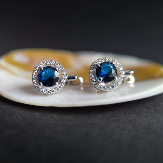 Серебряные серьги с сапфиром nano 1.747ct